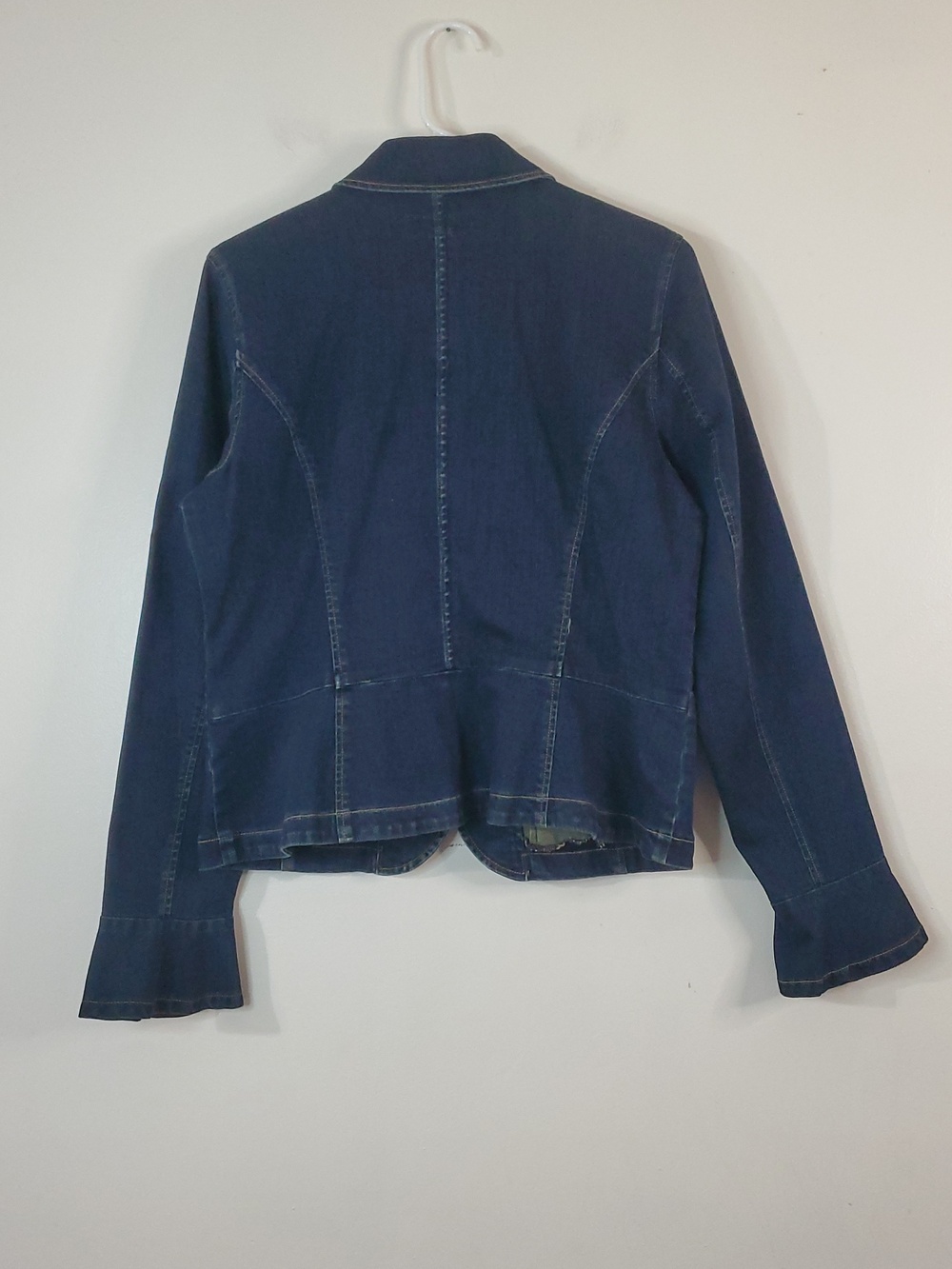 Lauren Ralph Lauren Peplum Denim Jacket Size 12 Dark Wash Spring Layering Preppy - Picture 8 of 13